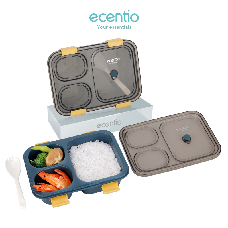 ecentio kotak makan anti tumpah tempat makan lunch box set 1300ml 3/4/5 Grid  Kotak Makan Dengan Dengan Kotak Sup Dan Sendok Gratis Anti Tumpah Berbahan