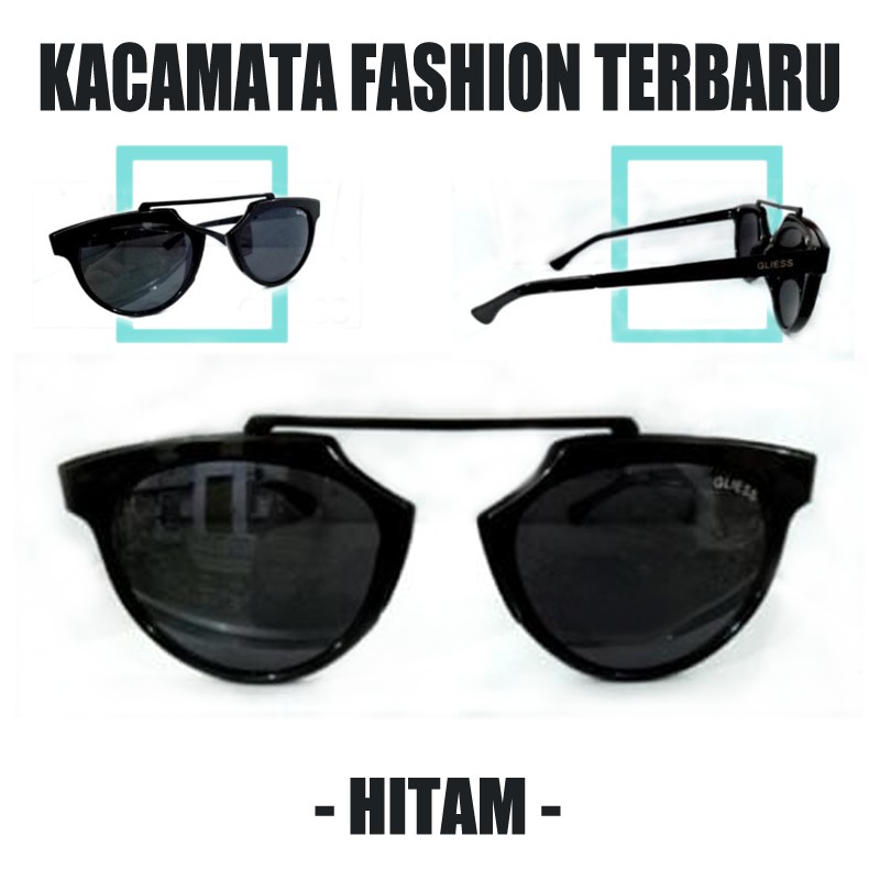 Kacamata Korea lensa Hitam Fashion Pria Wanita Cat Eye Sunglasses Unisex Tringle Frame Terlaris