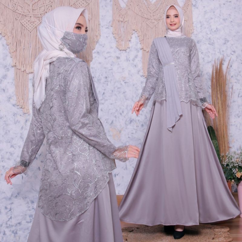 Gamis selendang terbaru by RASAQI KEBAYA/gamis pesta/gamis wisuda/gamis modren wanita muslimh