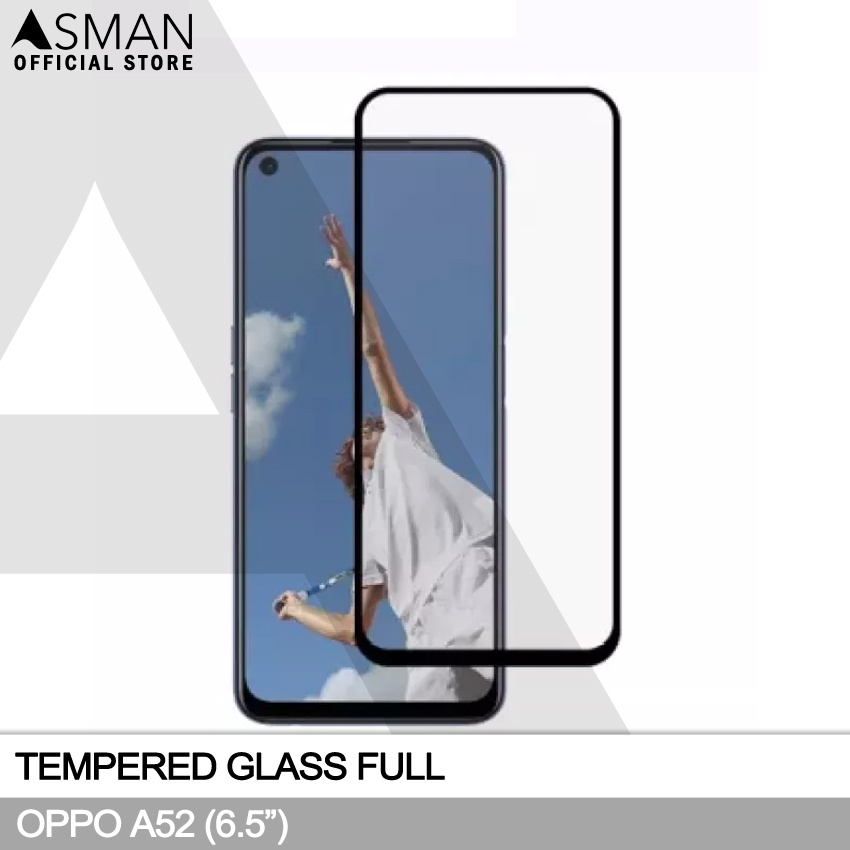 Tempered Glass Full OPPO A52 (6.5&quot;) | Anti Gores Kaca - Hitam