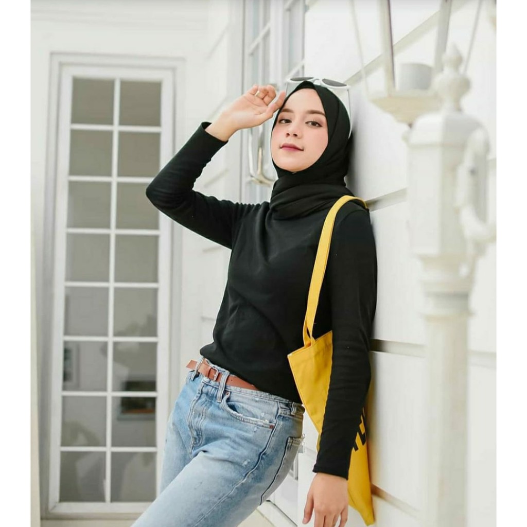 (COD) Inner Polos Lengan Panjang Hitam / Manset