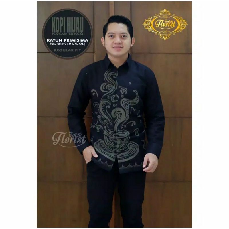 Batik Pria Motif KOPI PUTRA Full Furing Bahan Katun Halus Sragenan