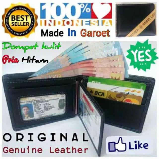 DOMPET KULIT PRIA LAKI-LAKI DOMPET PENDEK DOMPET LIPAT FULL GRAIN KULIT SAPI ORI VINTAGE