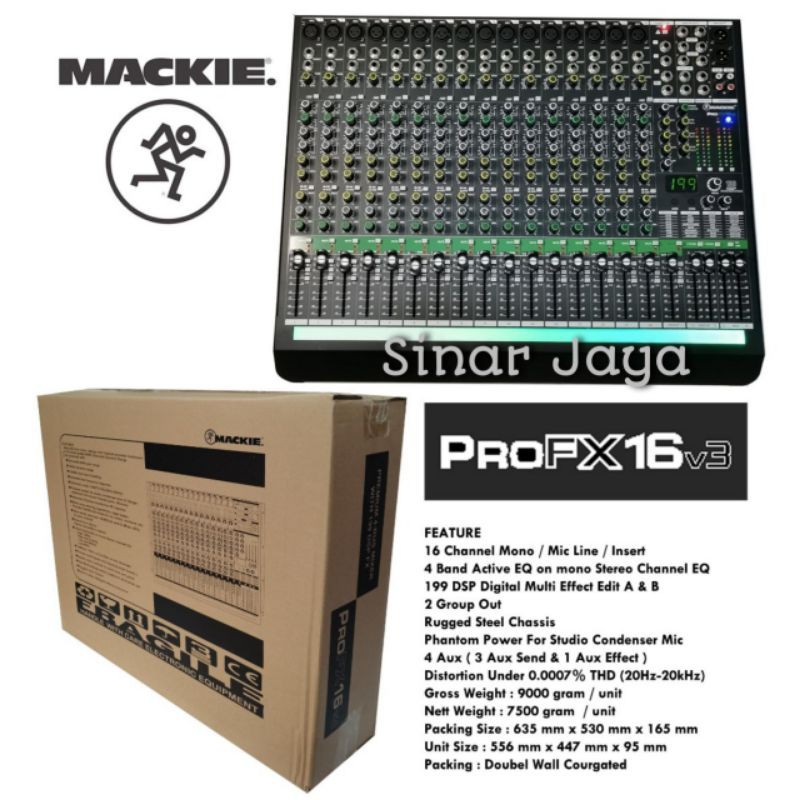 AUDIO MIXER 16 CHANNEL MACKIE PRO FX16v3