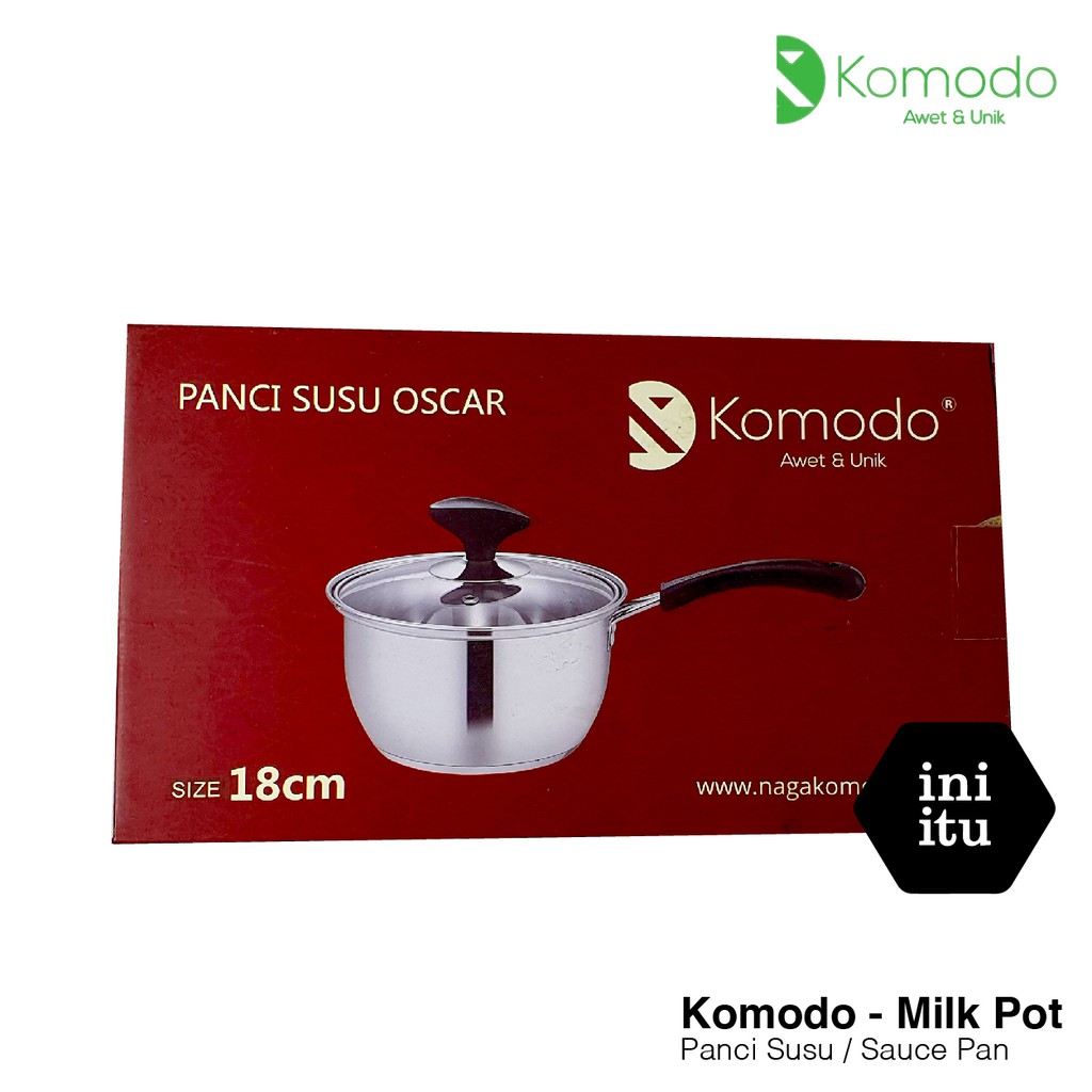 [ Komodo ] Milk Pot / Panci Susu uk 18cm / Sauce Pan Komodo + Tutup 18 Cm - Double Buttom + Stainless Steel