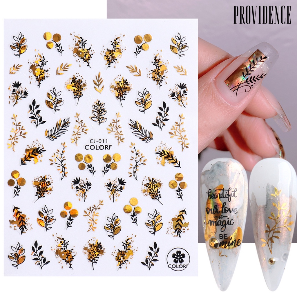 Providence Stiker Kuku Motif Daun Maple 3d Ultra Tipis Transfer Air Untuk Manicure / Nail Art