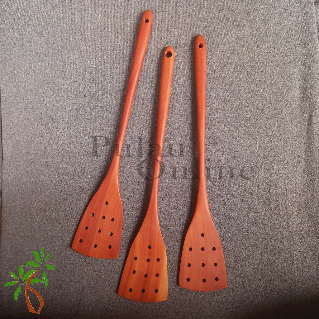 Spatula kayu Polos Jaring panjang 35 cm - Sutil kayu polkadot