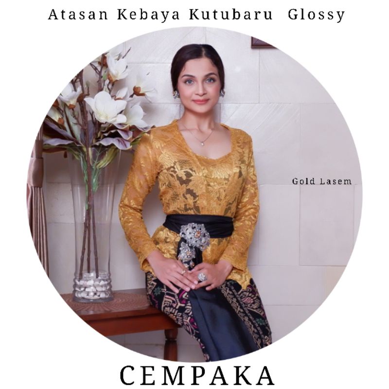 Atasan Kebaya Kutubaru Lengan Panjang Brokat Glossy Cempaka