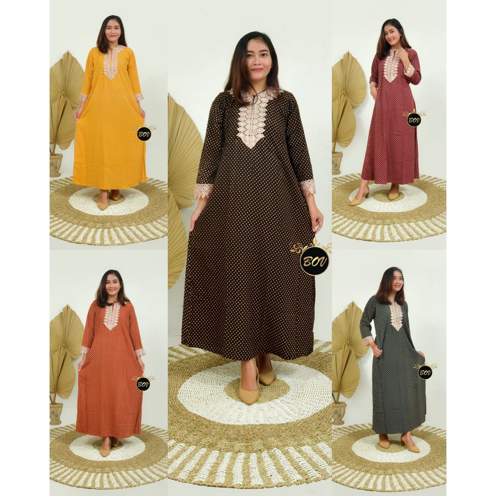 LONGDRES ARAB RENDA MOTIF POLKADOT| GAMIS ARAB | DASTER PANJANG BUSUI RESLETING DEPAN  | OLIVVIA
