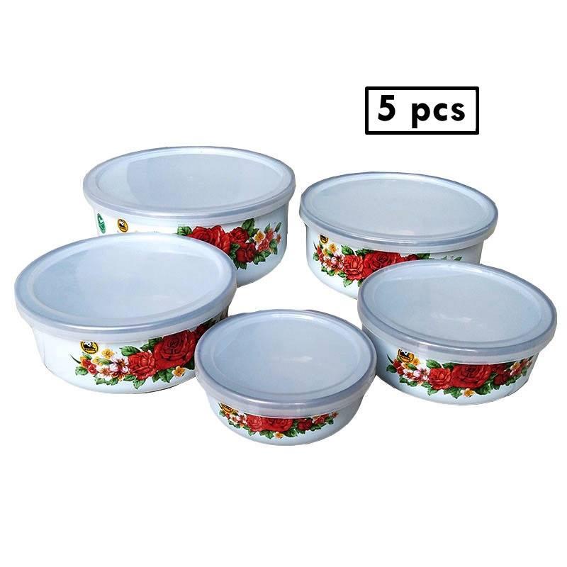 FM - Maspion mangkuk mixing bowl 5pcs porcelain enamel + tutup / rantang