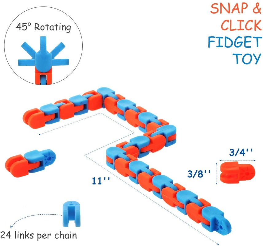 24 Links Wacky Tracks Snap and Click Toys/ Multicolor Chain Classic Snake Puzzle Sensory Toys/ Fidget Toy Stress Relief/ Children's Day Gifts Educational Toys