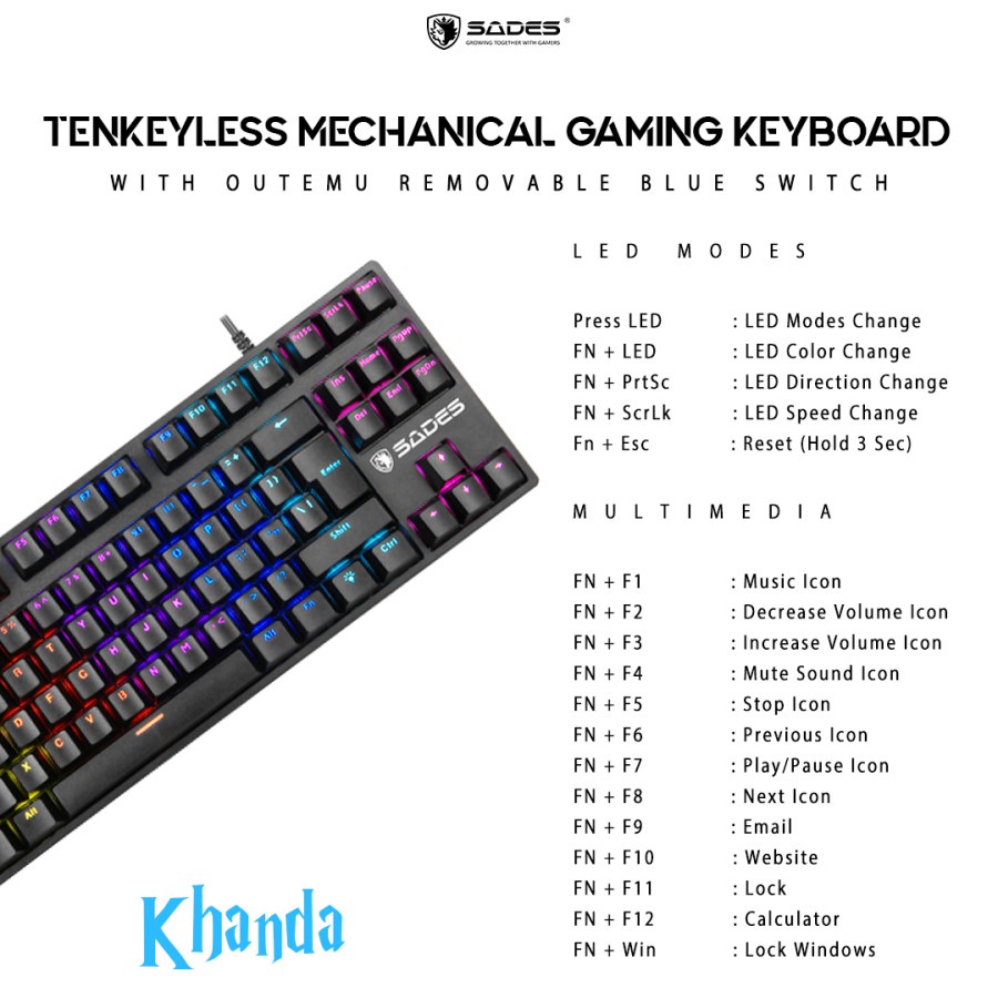 Sades Keyboard Mechanical Khanda