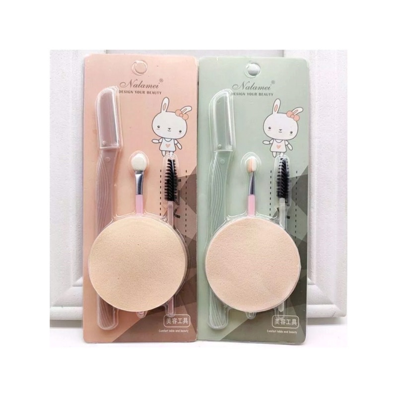 1 Set Sponge Make Up / Pisau Cukur Alis / Brush Eyeshadow / Brush Eyelash murah