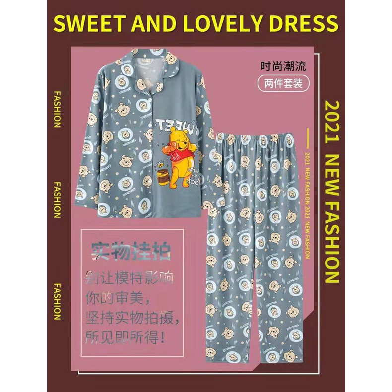 PIYAMA KRAH PP Wanita Piyama Motif Unik  PQ68-PQ68 BIRU WNNIE POOH