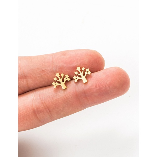 LRC Anting Tusuk Fashion Golden Stainless Steel Geometric Shape Ear Studs V83788