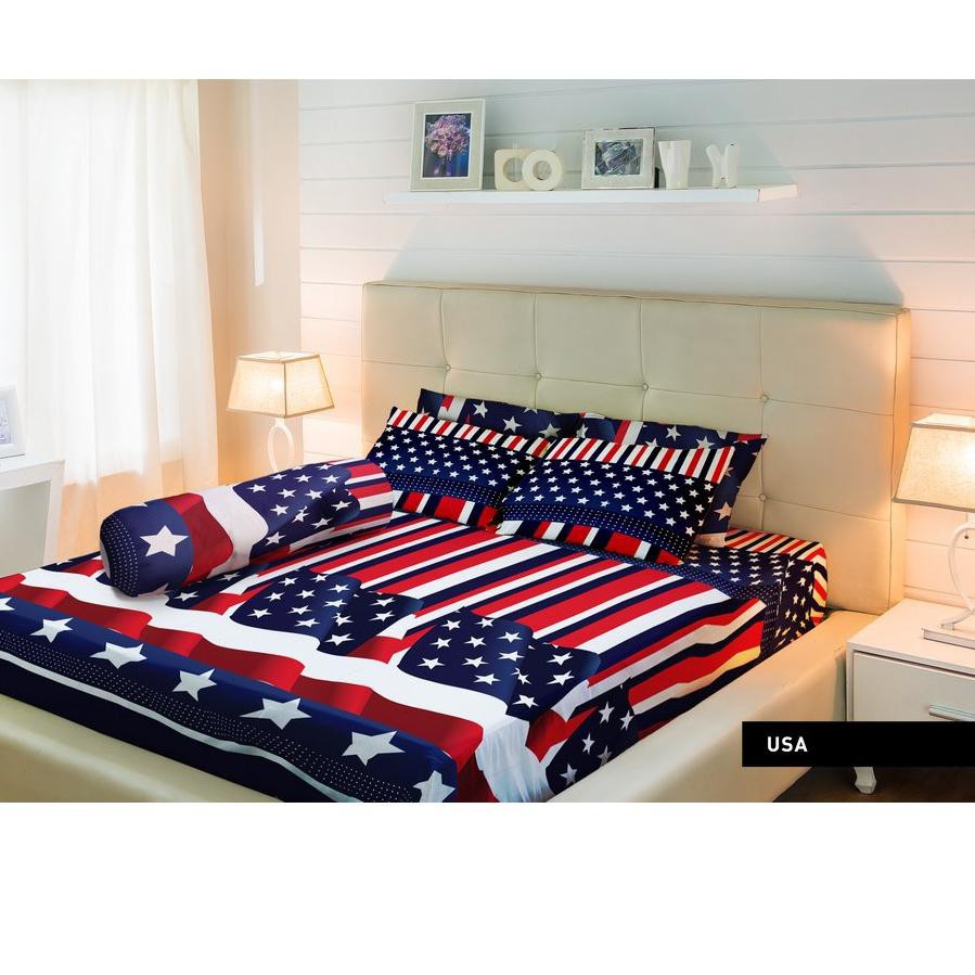 Sprei Lady Rose 180x200 160x200 Motif Usa King 180 Queen 160 Ladyrose Bendera Amerika Sp Shopee Indonesia