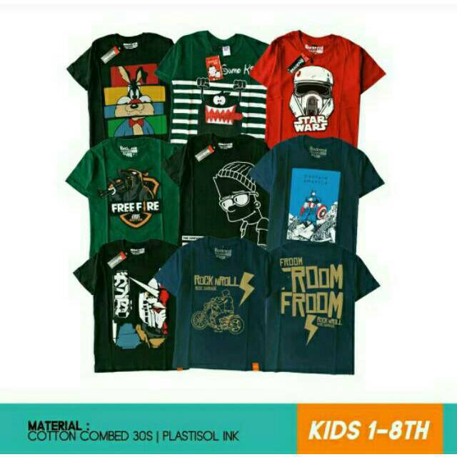 Kaos Anak Superhero 1-7 Tahun Spiderman dkk