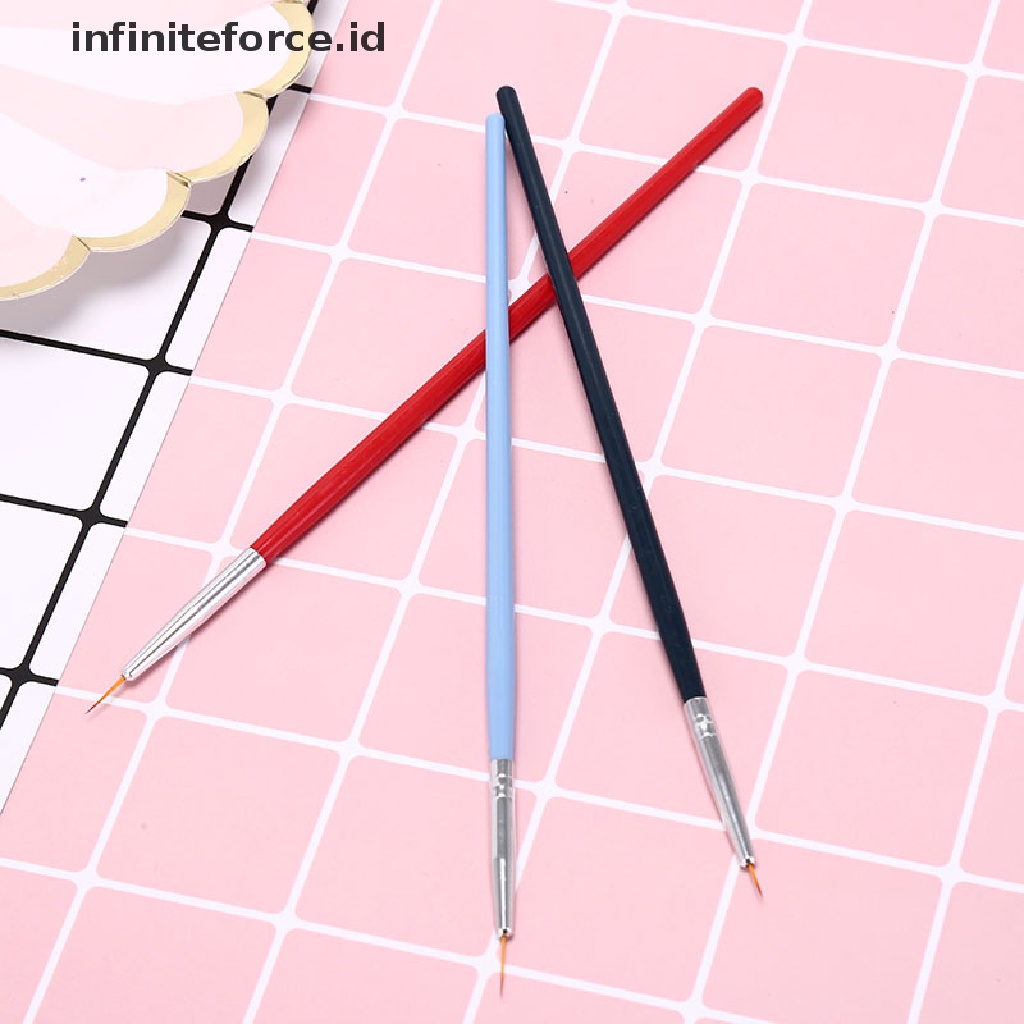 Infiniteforce.id 3pcs / Set brush pen liner Gambar Garis ultra Tipis Untuk nail art / manicure diy