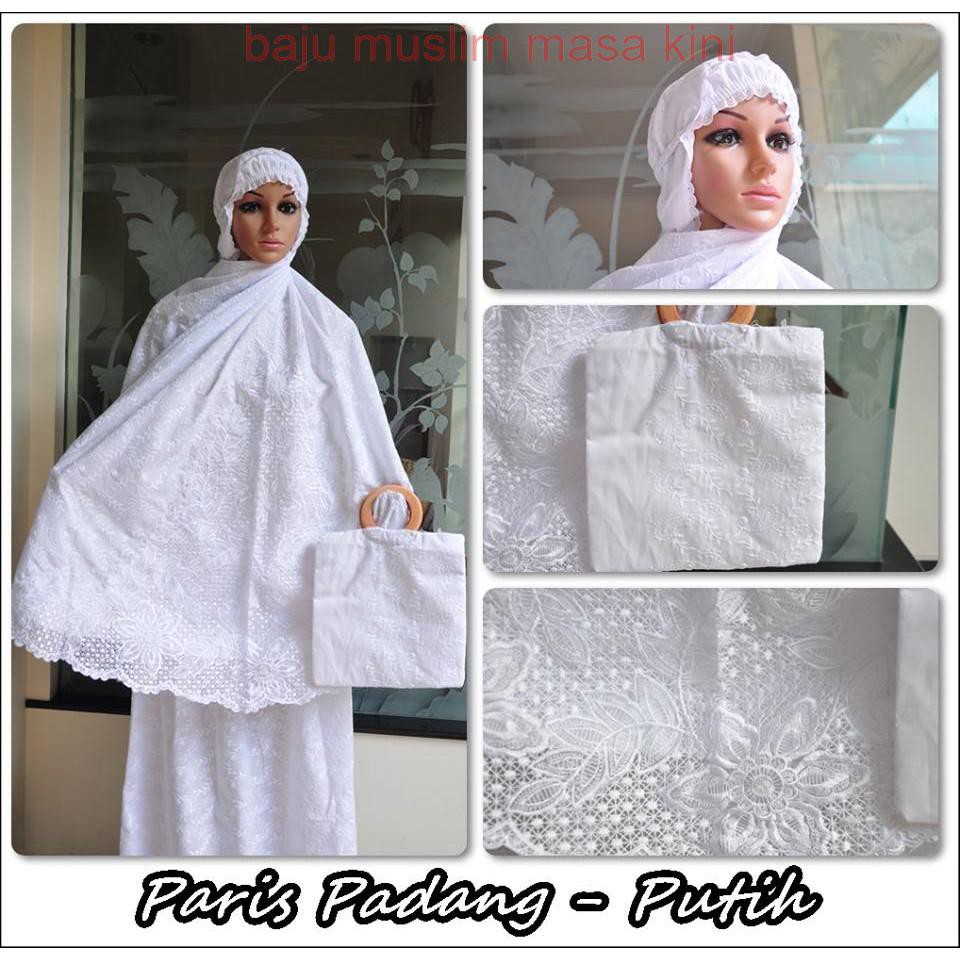 FASHION MUSLIM KEKINIAN BARU MUKENA KATUN PARIS PADANG PUTIH BERSIH / WHITE