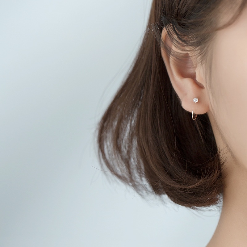 Anting Zircon Bahan S925 Silver Gaya Korea Untuk Wanita