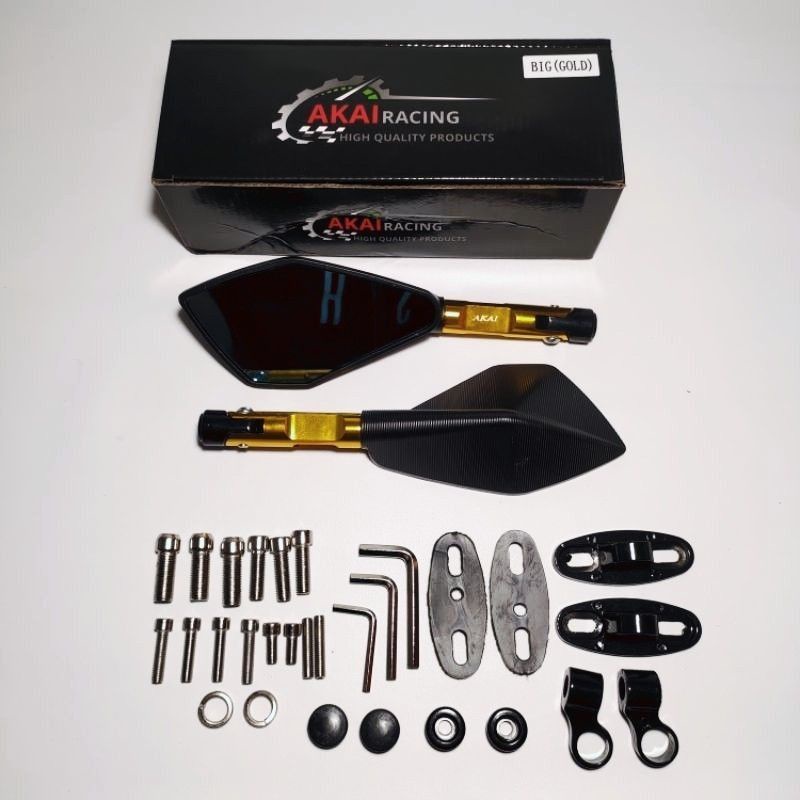 Spion TOMOK Full CNC Premium Tomok V2  Tomok V5 Universal Buat Semua Motor Bisa-Gold kaca biru