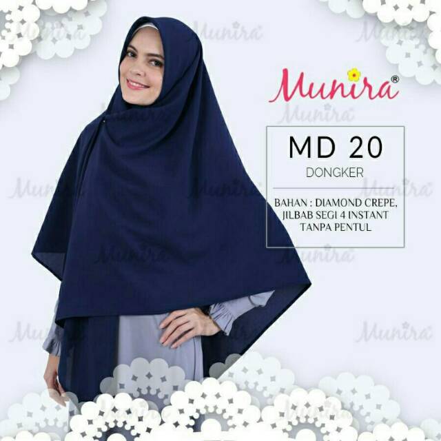 Jilbab ORI MUNIRA MD20 | Jilbab segiempat | Jilbab instan Jumbo | Hijab Instan Syari