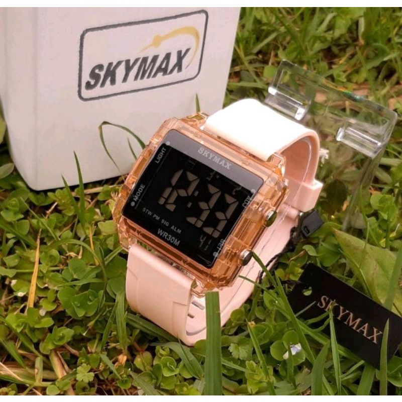 Jam Netizen Jam Tangan Skymax Jam Tangan Pria Tahan Air Menyelam Jam Tangan Couple Sepasang Free Baterai Box Analog Baterai Jam Tangan Waterproof-Peach