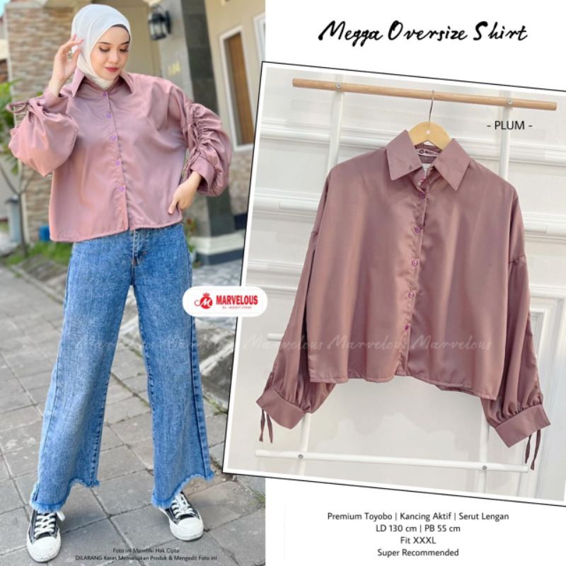 MEGGA OVERSIZE SHIRT BY MARVELOUS / BLOUSE WANITA MUSLIMAH / Oversize jumbo polos LD130