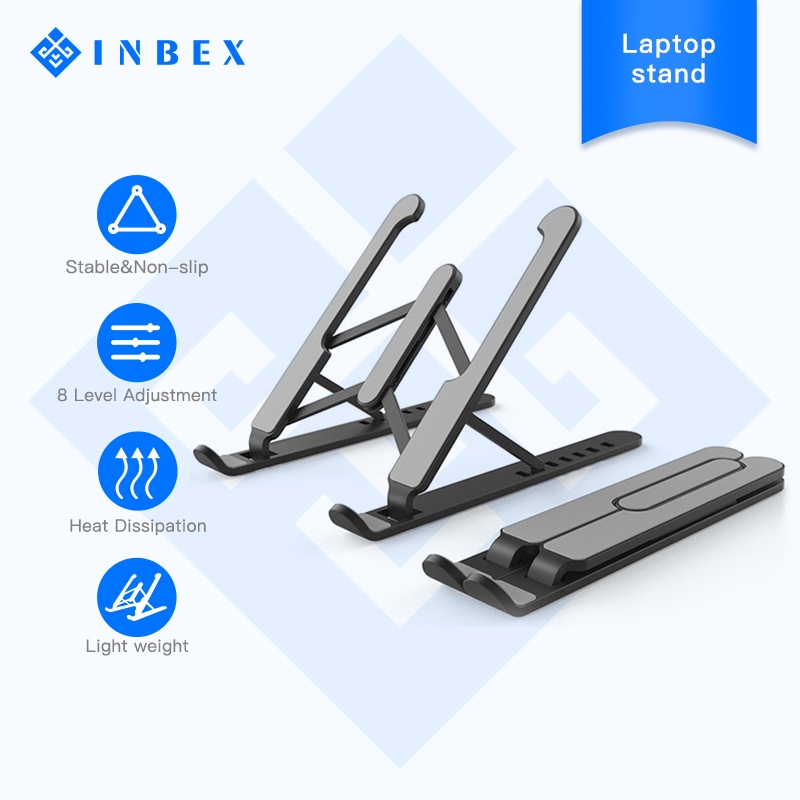 【READY】INBEX Laptop Stands Foldable Tablet Stand Portable stand holder 8-Level Height Adjustable Holder Notebook Stand