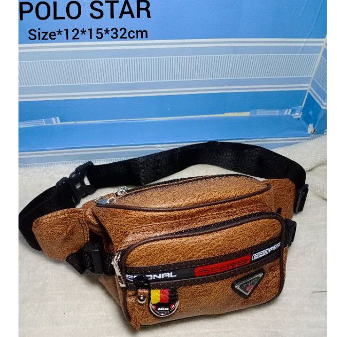 Waistbag tas pinggang pria kulit polo star slempang polo star Promo