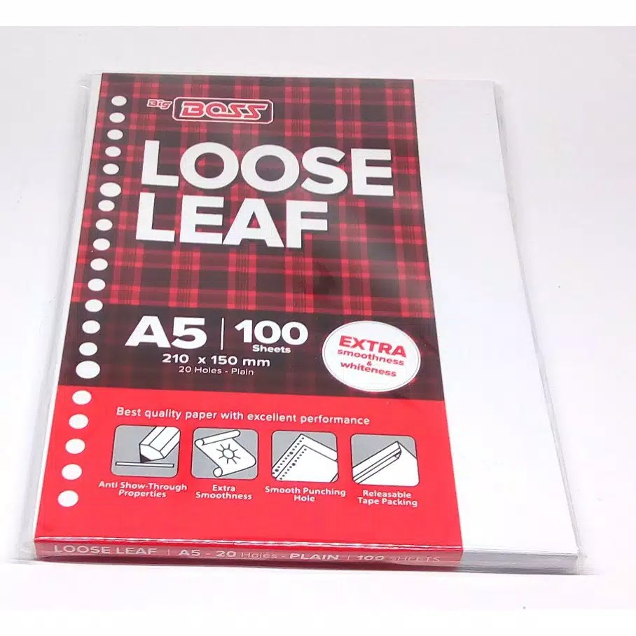 

Kertas Isi Binder Loose Leaf Polos Big Boss A5 - 100 Lembar