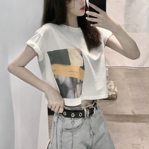 Korean Oversized Crop Top  Atasan Lengan Pendek 2509 (M/L/XL)