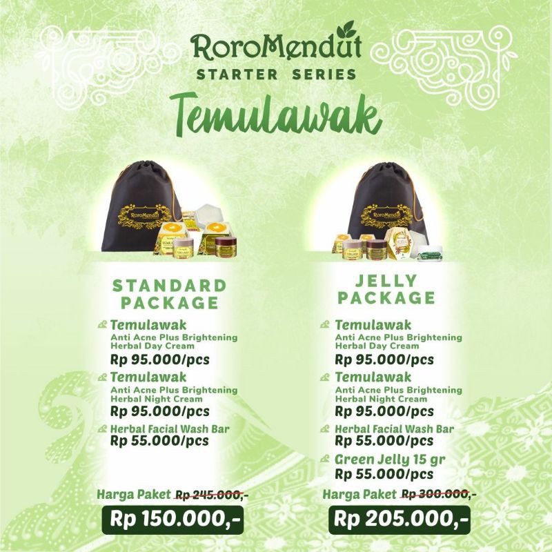 Krim Anti Jerawat Temulawak Paket Starter Temulawak Roro Mendut