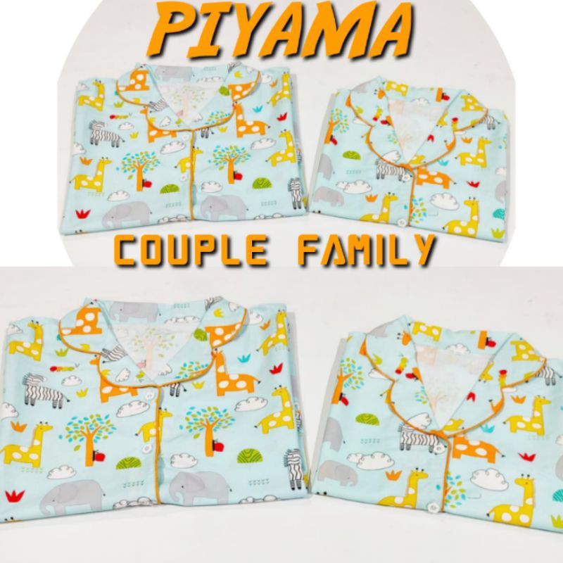 Piyama couple katun jepang karakter safari island / baju tidur piama setelan