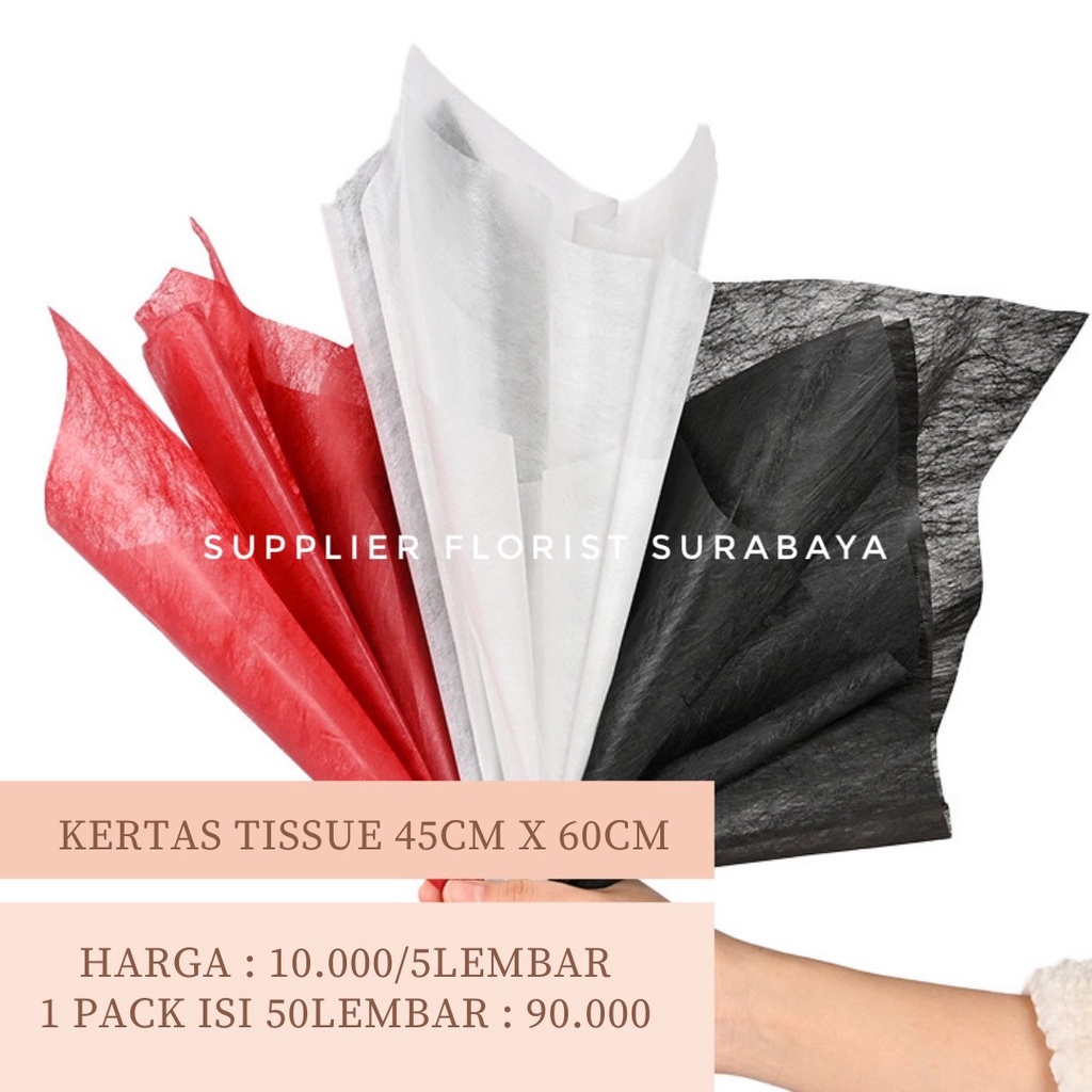 [1 PACK] KERTAS TISSUE PREMIUM 45 CM X 60 CM KERTAS TISU TISSU TISUE MESH PAPER WRAPPING FLOWER DALAMAN HAND BOUQUET