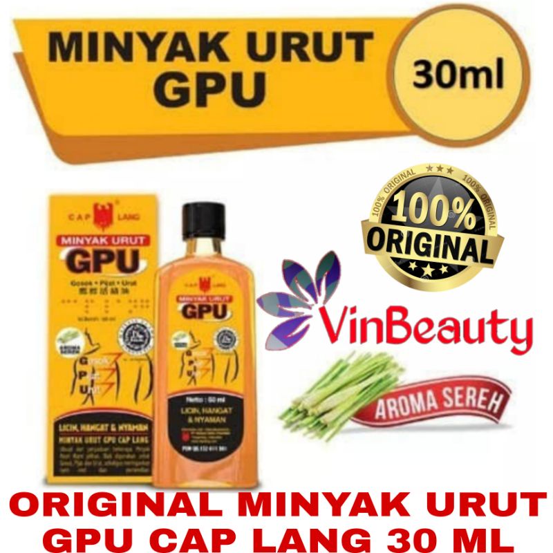 ORIGINAL CAP LANG MINYAK URUT GPU 30 ML / MINYAK GOSOK PIJAT URUT GPU 30ML