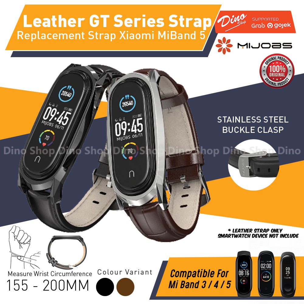 Original MIJOBS MiBand 5 Leather Wrist Strap Tali Jam Kulit Xiaomi Mi Band 6 5 4 3 Premium Kekinian