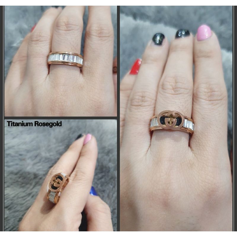 Cincin Titanium asli Rosegold bahan tebal Anti karat Ring Stainless steel ori Premium Quality Ct016