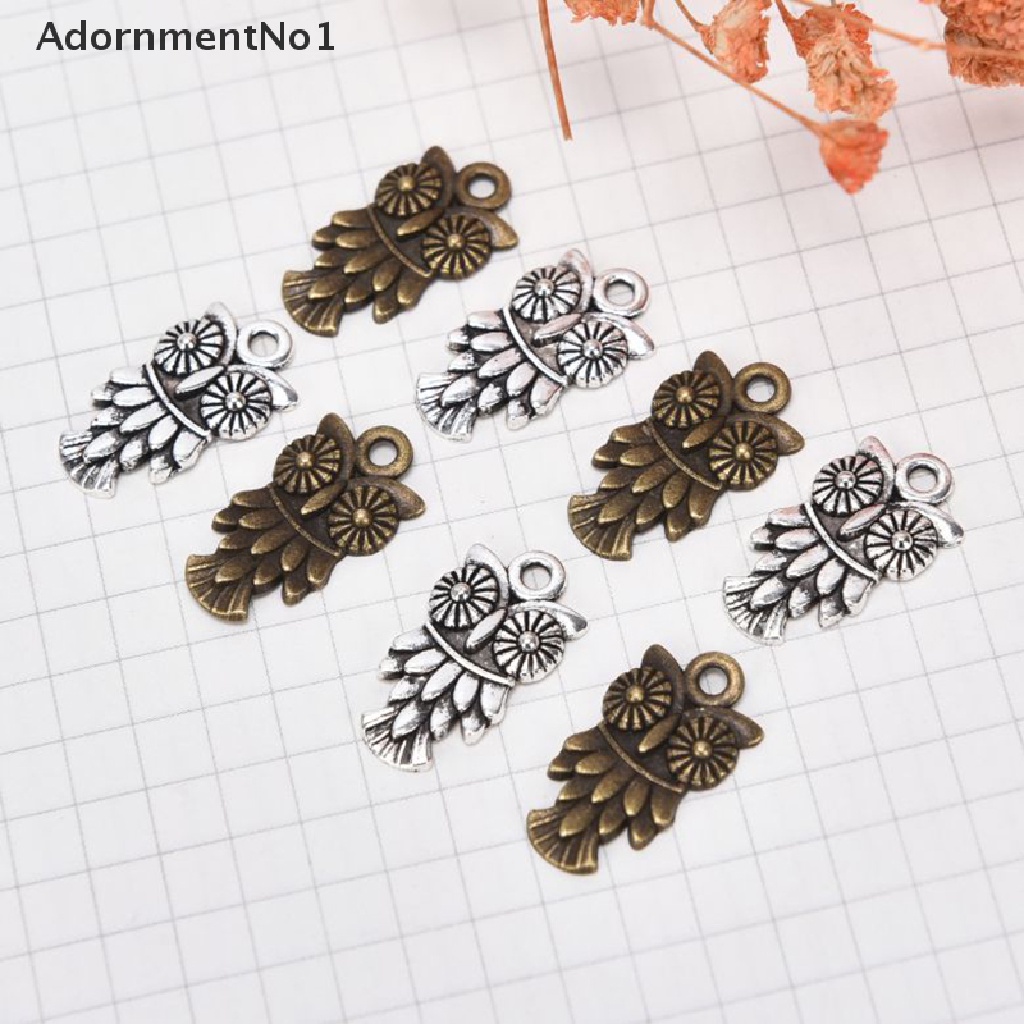 (AdornmentNo1) 10pcs / Set Liontin Bentuk Burung Hantu Bahan Alloy Gaya Vintage Untuk Kerajinan Tangan DIY