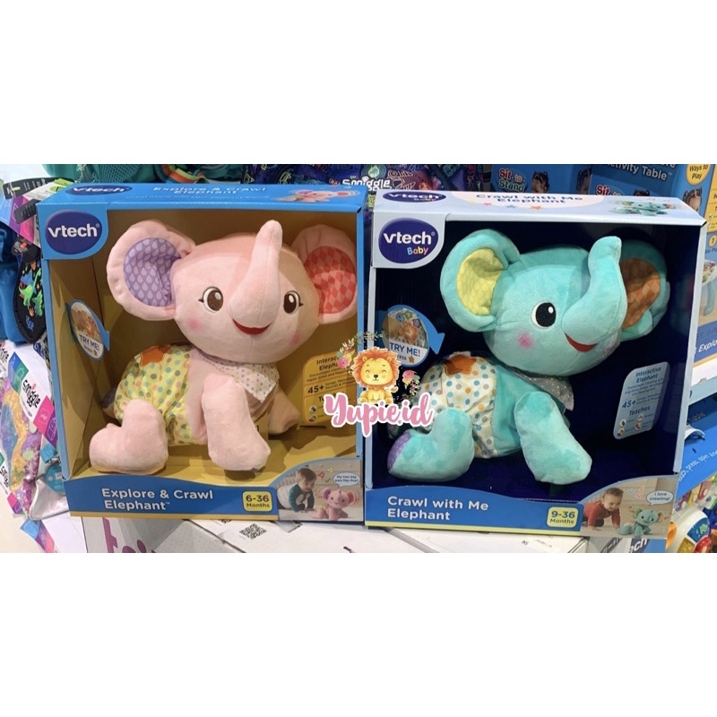 vtech explore and crawl elephant plush toys doll