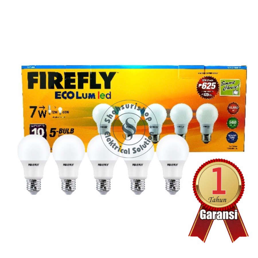 LAMPU LED MURAH ISI 5 FIREFLY 7 W WATT BY MEVAL TERANG DAN BERGARANSI