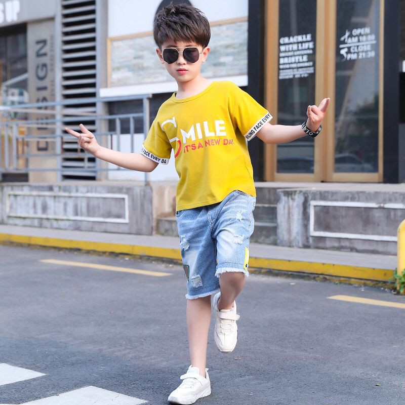 (LOLI-JKT) BOY-07 STELAN ANAK COWOK IMPORT CASUAL MODE &quot;SMILE IT'S A NEW DAY&quot; 110-160