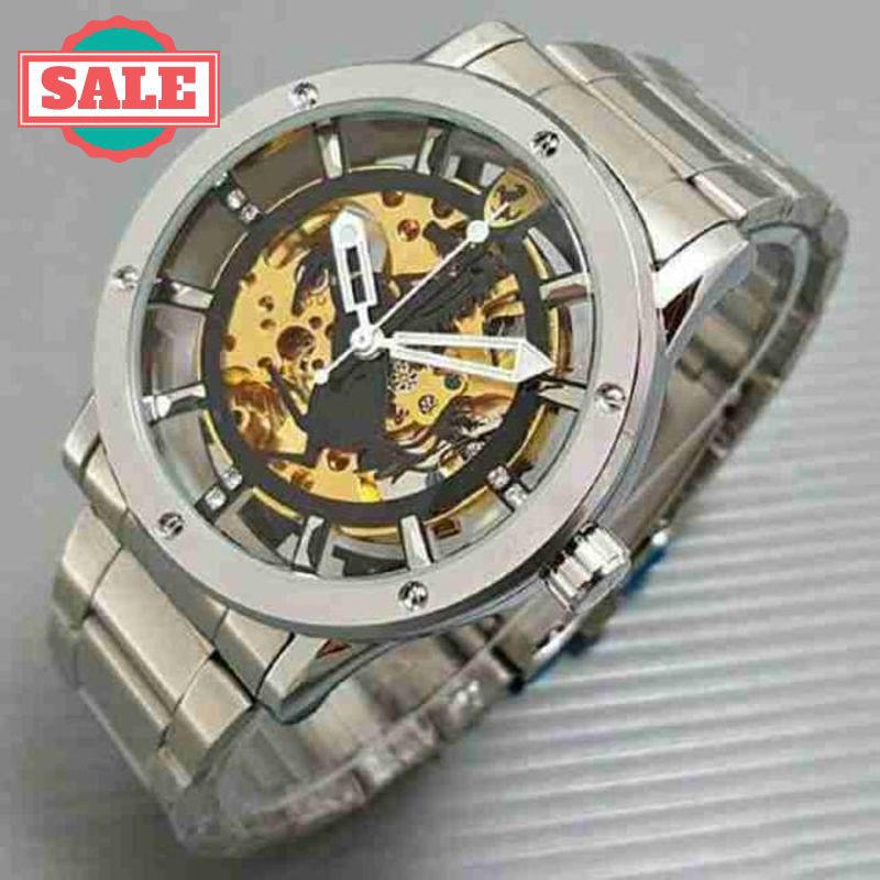 Murah JAM TANGAN PRIA - FERRARI AUTOMATIC SKELETON SILVER