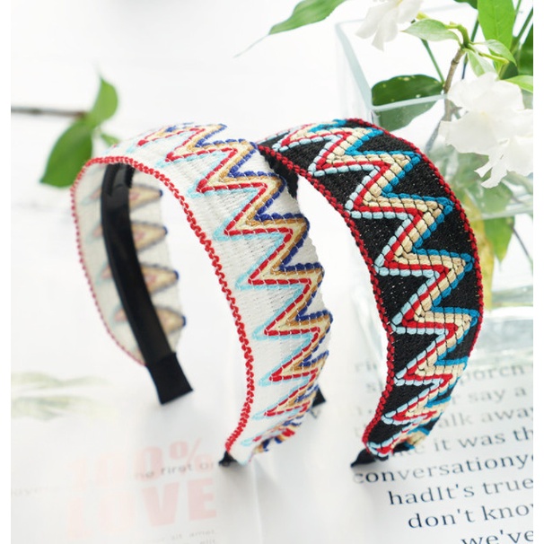 Bando Korea Motif Anyaman Lebar / Bandana Wanita Tenun Batik Leslie