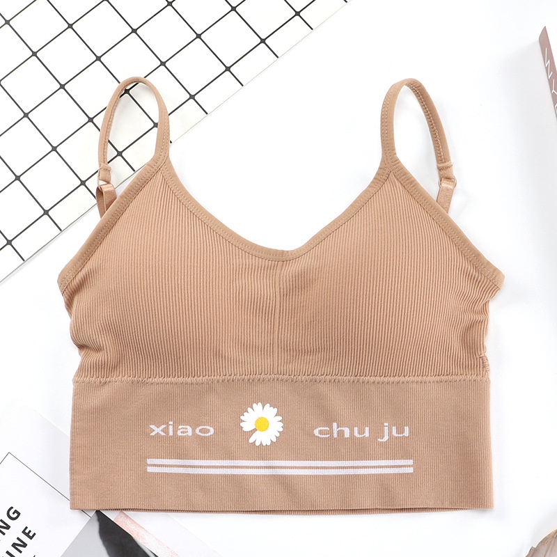 ELFYDO BRA534 Bra Tanpa Kawat Pakaian Dalam Wanita Polos Motif Bunga Tali Bra Olahraga Sport Bra Gym