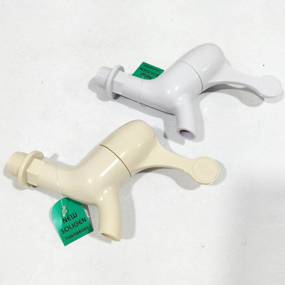 Kran Keran Air Engkol PVC / Kran Tembok Plastik Soligen 1/2" (D4185)