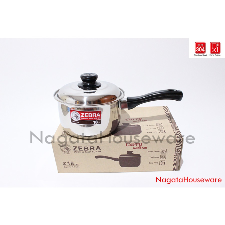 Panci Susu Stainless Tutup / Panci Saus / Panci Mie / Panci Zebra / Sauce Pan Zebra 18cm Carry 16637