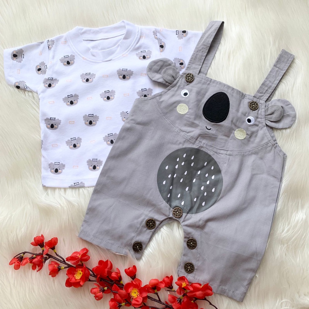 Baju setelan kaos baju kodok motif koala lucu fashion bayi laki bayi cewek baby boy baby girl untuk pergi jalan bestselles -koa