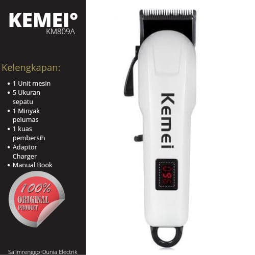 NEW Alat Cukur Rambut Rechargeable Digital Hair Clipper Kemei KM-809 A