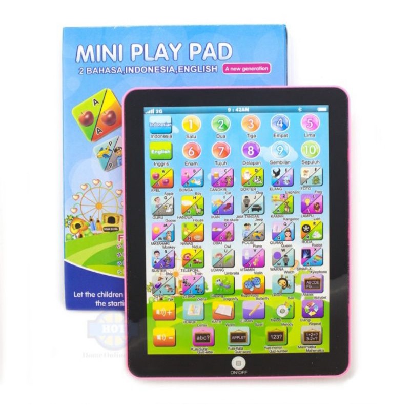 Mainan anak mini ipad 2 bahasa - mainan edukasi alat belajar